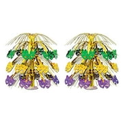 Beistle Mardi Gras Cascade Centerpieces 2 Piece, 18", Green/Gold/Purple