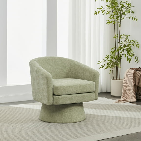 Christopher Knight Home Contemporary 360° Swivel Barrel Accent Chair, Green Chenille Upholstery and Cushion