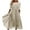 Khaki, variant on Utoimkio Women's Floral Long Sleeve Lace High Waisted Party Dresses Casual Loose V Neck Party Evening Gown A-Line Midi Dresses for Women