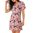 thumbnail image 2 of Balery Cute ladybugs red Camisón de manga corta con cuello redondo para mujer, cómodo y elegante., 2 of 6