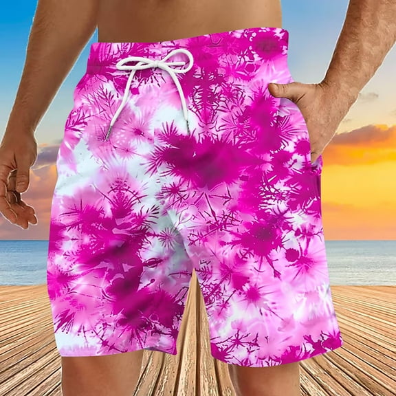 cllios Quick Dry Swim Trunks Mens Big and Tall 5 Inch Bathing Suit Swimwear Elastic Waisted Drawstring Board Shorts Athletic Colorful Graphic Beach Shorts