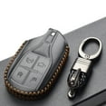 thumbnail image 5 of Vitodeco Genuine Leather Keyless Smart Key Fob Case Cover with Key Chain Compatible for Maserati Ghibli, Levante, Quattroporte (Light Button, Black), 5 of 6