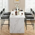 thumbnail image 3 of Set of 4 Bar Stools with Footrest, PU Upholstered Counter Height Stools with Back, Rustic Black Kitchen Island Chairs, Easy Assembly for Apartment or Home Bar, 3 of 7