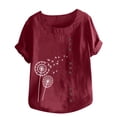 thumbnail image 6 of Azrian Plus Size Tops for Womens,Pullover Shirt Autumn Winter Women's Summer Casual Round Neck Short Sleeve Printed Loose Shirt Cheap on, 6 of 6