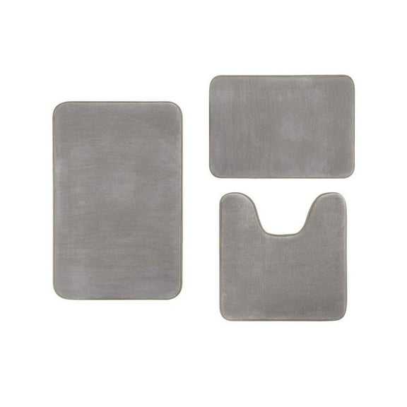 3 PCS Coral velvet memory cotton mat bathroom absorbent non-slip carpet 3 pcs/set(15"×16.5" 15.7"×19.7" 19.7"×31.6",Light Grey)