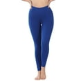 thumbnail image 3 of Women High Waist Basic Full Length Daily Soft Leggings (Bright Blue, Small), 3 of 3