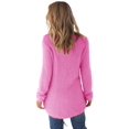 thumbnail image 2 of Women's Long Sleeve Pullovers Loose Fluffy Fuzzy Jumper Sweater,Casual Sherpa Sweatshirt Crewneck Loose Fit Tops Pullover Outwear Coat,High Low Hem Basic Sweater,XS-2XL Pink, 2 of 6