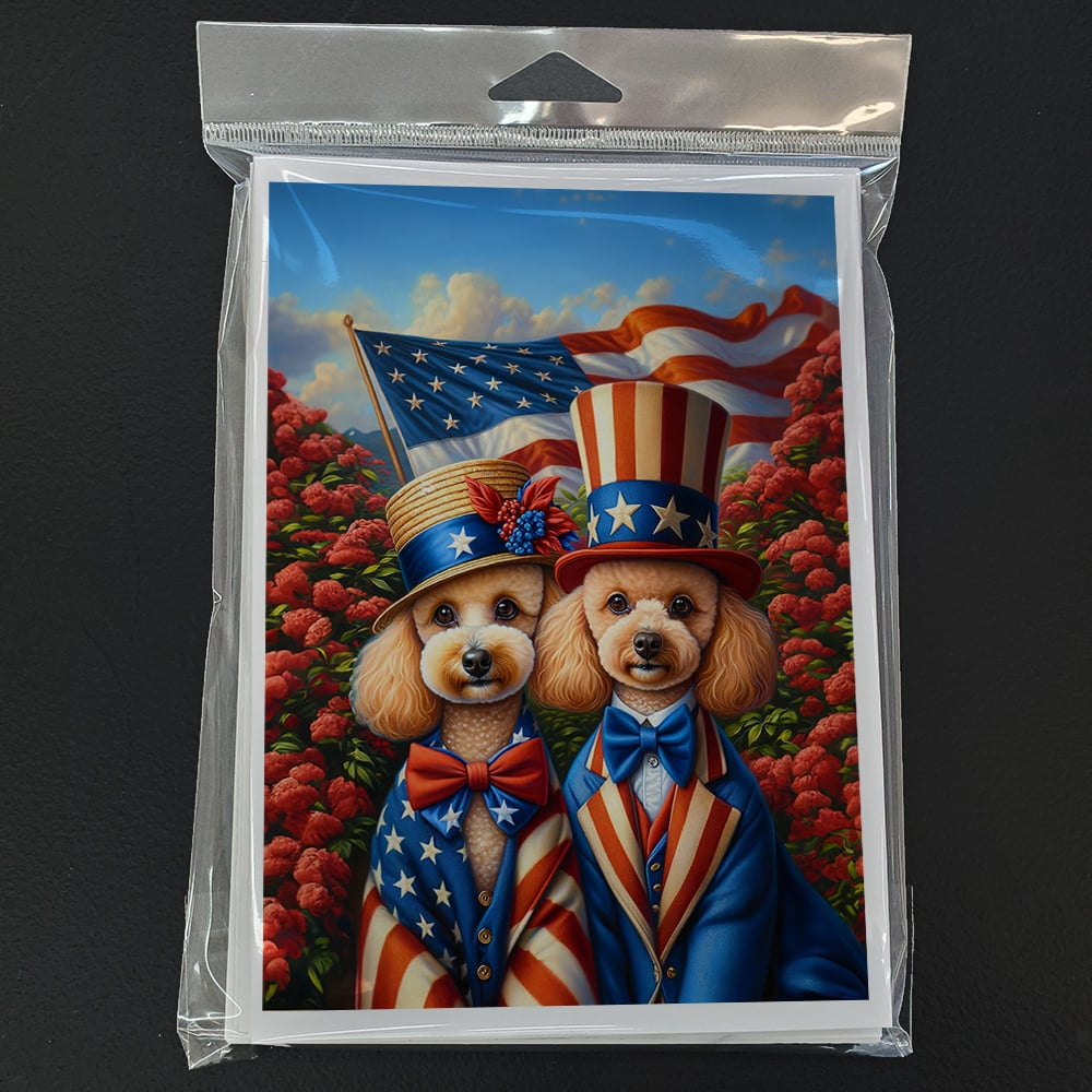 All American Poodle Greeting Cards Pack of 8 7 in x 5 in