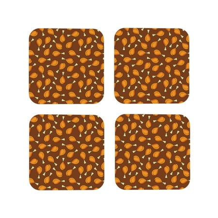 

Yiaed Chicken Legs 1 Print Leather Coasters for Drinks - Cup Coasters Coffee Table Kitchen Table Bar Home & Office Gifts Handmade Drink Coasters-Square