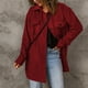 thumbnail image 2 of Abrigo Color Sólido Solapa De Un Solo Pecho Manga Larga Casual Suelta Cómoda Camisa Chaqueta Vino Rojo XXL, 2 of 6