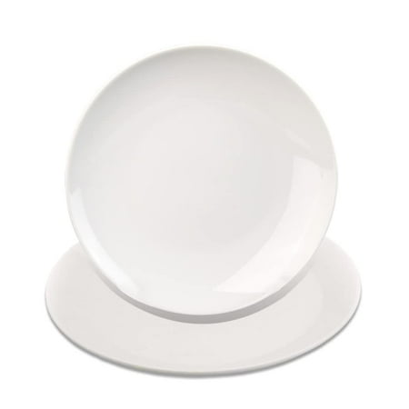 

MR.R Set of 2 Sublimation Blanks White Ceramic Moon Plate with Stand Porcelain Plates 8 inch Round Dessert or Salad Plate Lead-Free Safe in Microwave Oven and Freezer