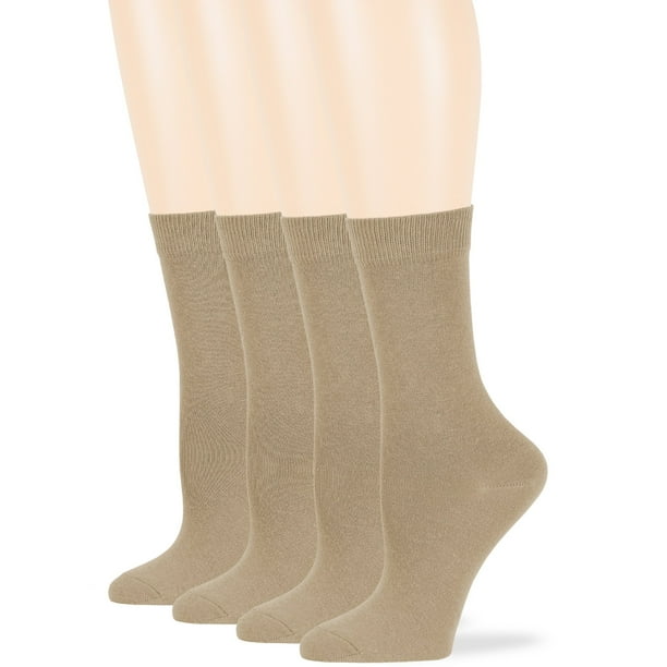 7BIGSTARS KINGDOM Womens Cotton Organic Soft Thin Socks, Beige, Large