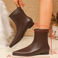 thumbnail image 4 of Dasayo Wide Calf Women Boots Brown Ankle Dress Flat Faux Leather Pointed Toe Boots Women Shoes 38, 4 of 8