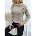 thumbnail image 5 of Casual Pullover Sweater For Women Pile Collar Knit Raglan Sleeve Sweater Jumper Tops, 5 of 7