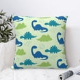 thumbnail image 4 of Yiaed Cute Dinosaur Blue Green Print Pillow Covers Super Soft Decorative Square Throw Pillow Covers Case Cushion Covers for Sofa Couch Bedroom Car Decor（No pillow core）-26"x26", 4 of 7