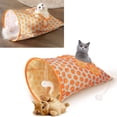 thumbnail image 4 of Bolsa de túnel para gatos plegable interactiva con 5 agujeros, túnel con sonidos arrugados, cubo de taladro para mascotas con bolas de felpa para gatos y gatitos, color naranja, 4 of 11