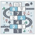 thumbnail image 3 of SAFAVIEH Kids Playhouse City Hopscotch Machine Washable Area Rug, Grey/Blue, 3'3" x 3'3" Round, 3 of 4
