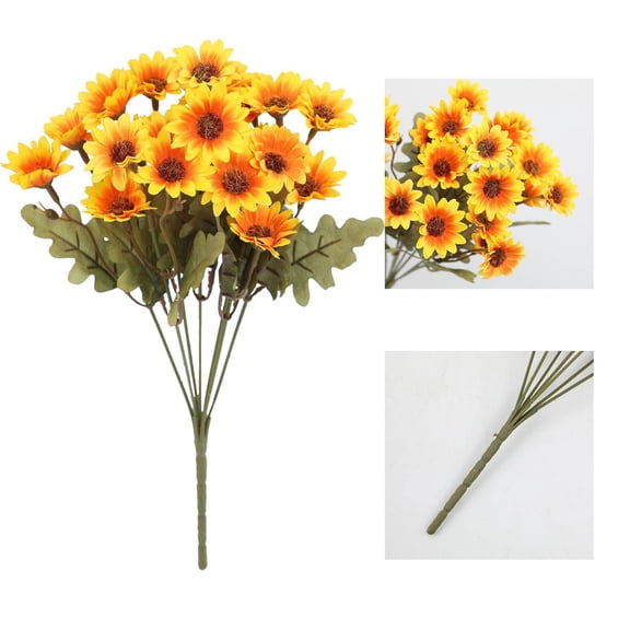 Clearance Under $1 Artificial Outdoor Mum – Windproof Fall Flower Stem for Porch & Garden (Autumn Yellow)