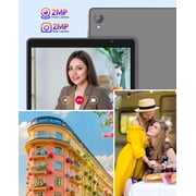 Android Tablet, 10 inch Android 14 Tablet, Quad-core CPU, RAM 4GB(2G+2G), ROM 32GB (Up to 1TB), 800x1280 IPS, WiFi 6, 2MP+2MP, 6000mAh, Grey