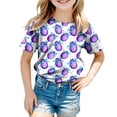 thumbnail image 4 of UngA Girl Easter Shirt Graphic Tees for Kids Tops Bunny Short Sleeve T Shirts for Toddler Girls (Purple,1-2 Years), 4 of 6