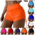 thumbnail image 6 of ANINEO Women Plus Size Solid Color Hight Waist Bikini Bottom Swimwear Briefs Beachwear Bikini Bottom Side Tie Thong Bathing Sports Shorts Skirt Swimbottom Comfort Hawaii Summer Tropical Swim Wear, 6 of 6