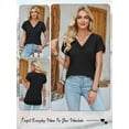 thumbnail image 7 of Hibeli Women Lace Spliced V Neck Petal Sleeve Solid Color Casual Top, 7 of 7