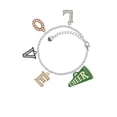thumbnail image 2 of Delight Jewelry Acrylic 1.25" Green Cheer Megaphone Multi-Colored Crystal Love Charm Bracelet, 2 of 5