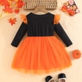 thumbnail image 4 of mgoYE Toddler Baby Girl Halloween Outfit Pumpkin Dress Long Sleeve Orange Tulle Tutu Skirt Cute Fall Halloween Clothes(Orange,12-18 Months), 4 of 5