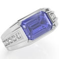 thumbnail image 2 of Men's Tanzanite Diamond Channel Ring In Solid 14k White Gold, 2 of 6