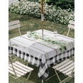 thumbnail image 3 of Square Outdoor Tablecloth with Umbrella Hole Green Eucalyptus Leaves Outside Table Cloth Waterproof Patio Table Cover Vintage Art Farmhouse Wooden Zipper Tablecloths for Picnic Camping 60x60 Inch, 3 of 8