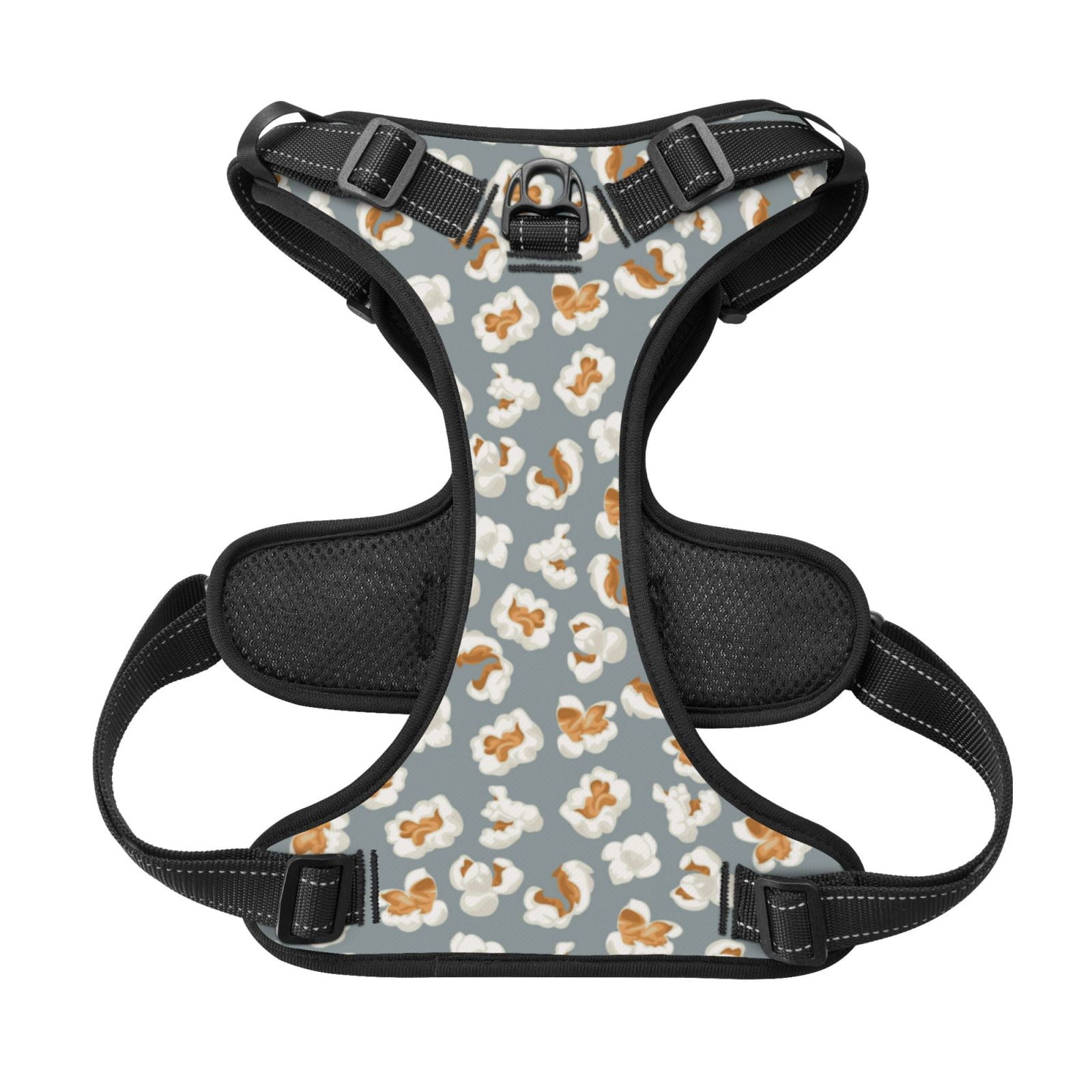 Kdxio White Popcorn Print No Pull Dog Harness Adjustable Reflective Oxford Easy Control Medium Large Dog Harness for Training and Everyday-Small