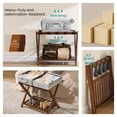 thumbnail image 2 of LEDREM Set of 2 Solid Wood Luggage Rack with Storage Shelf, Foldable Suitcase Stand No Assembly Required for Guest Room Hotel Bedroom, Coffee Brown, 2 of 6