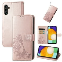for Samsung Galaxy A13 5G Case, Dteck Galaxy A13 5G Wallet case,PU Leather Case Flower Pattern Embossed Purse Kickstand Flip Cover Card Holders Hand Strap for Samsung Galaxy A13 5G,Rosegold