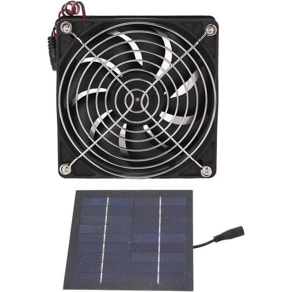 Solar Exhaust Fan, 5-12V 9in Solar Powered Fan with 50W Waterproof Solar Panel, Solar Attic Fan Kit for Outside, Greenhouse, Chicken Coop, Pet House, Shed, Garage