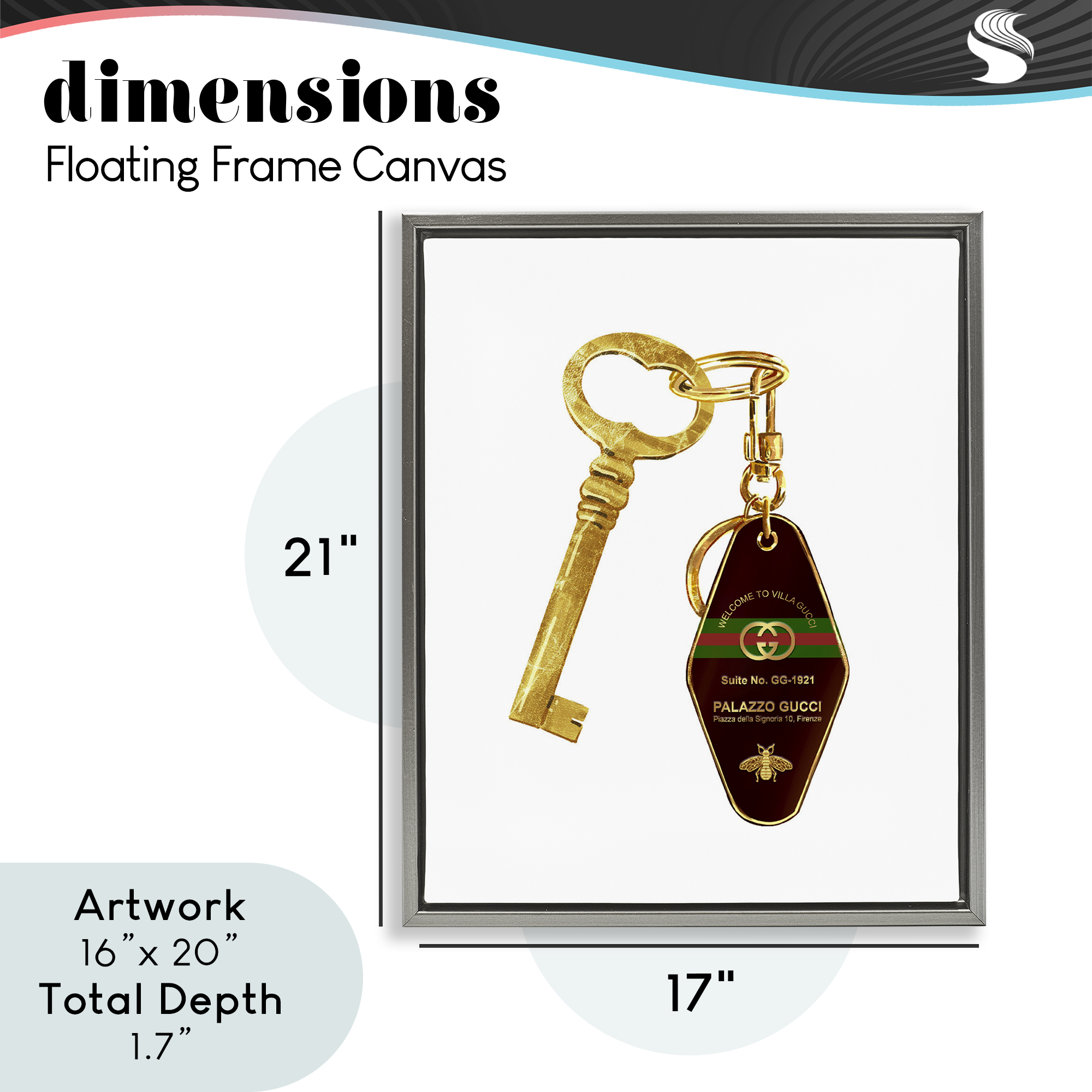 Luxury Hotel Key Gray Framed Floater Canvas Wall Art, design by Ziwei Li