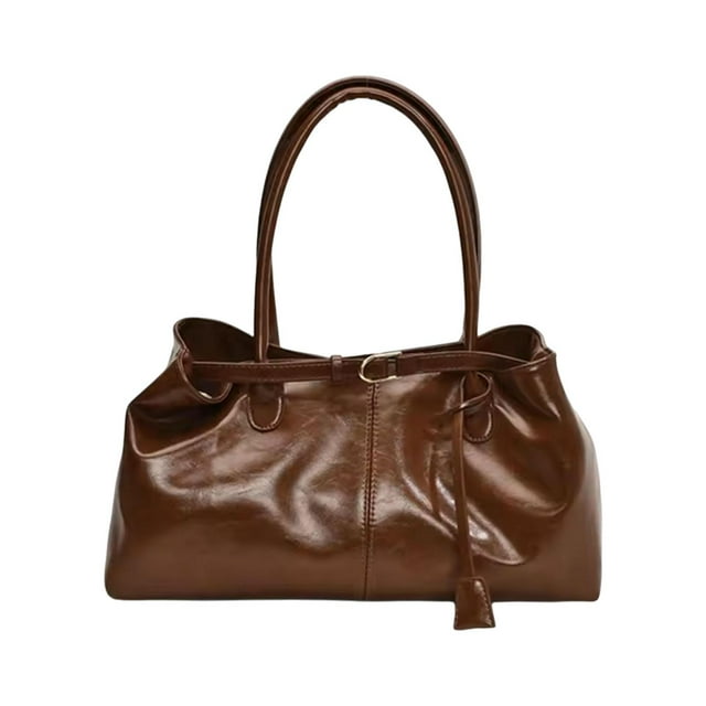 Bolso de hombro, estilo coreano, de piel sintética, para llevar debajo del brazo, ideal para el trabajo de niñas y mujeres. Café