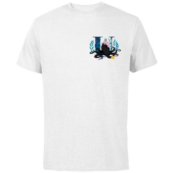 Disney Villains Alphabet Monogram Letter U for Ursula - Short Sleeve Cotton T-Shirt for Adults - Customized-White