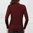 thumbnail image 5 of Loopsun Womens Thermal Tops, Thermal Shirt for Women, Womens Solid Color Casual Elastic Undershirt Warm Top Long Sleeve Turtleneck Blouse Wine M, 5 of 6
