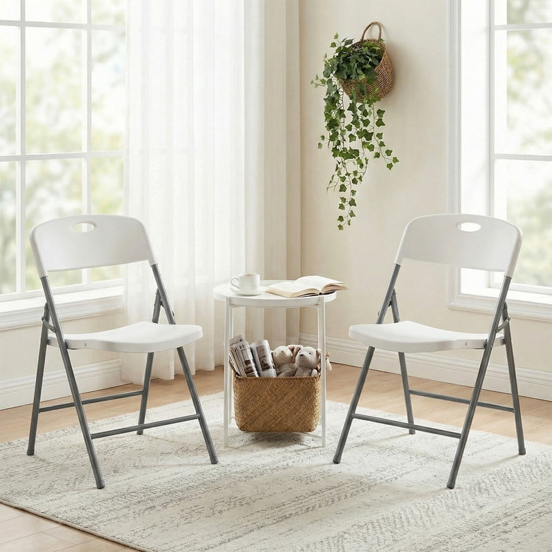Gianna 6 Pack Plastic Folding Chairs Stackable Patio Garden Office Wedding Party Event Chairs, White