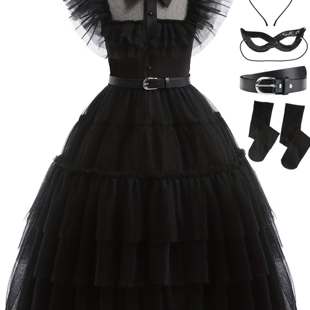 Vestido De Princesa Para Niñas, Cinturón, Antifaz, Diadema Y Calcetines, Cuello De Camisa, Tul, Serie De TV, Personaje, Cosplay, Disfraz De Actuación, Fiesta De Halloween, Fiesta De Graduación, Cumple