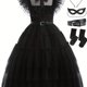 thumbnail image 1 of Vestido De Princesa Para Niñas, Cinturón, Antifaz, Diadema Y Calcetines, Cuello De Camisa, Tul, Serie De TV, Personaje, Cosplay, Disfraz De Actuación, Fiesta De Halloween, Fiesta De Graduación, Cumple, 1 of 4