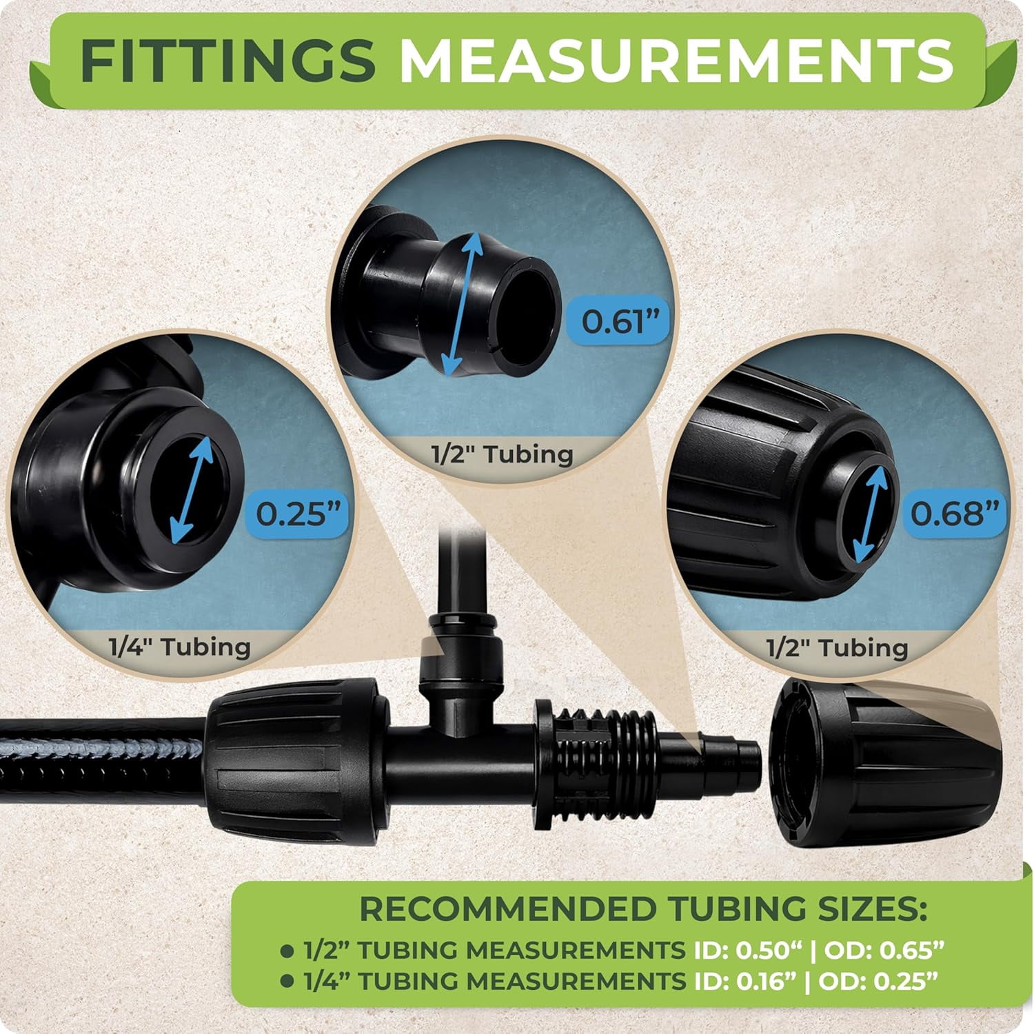Carpathen 50 Ft 1/2 In Irrigation Tubing Mainline, Drip Irrigation Blank Distribution Hose for Push-To-Connect Garden Irrigation Systems, 4 Connectors Included