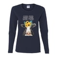 thumbnail image 2 of Good Food Good Mood Funny Cute Cow Animal Lover Womens Graphic Long Sleeve T-Shirt, Navy, Medium, 2 of 3