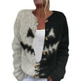 thumbnail image 2 of Domuza Halloween Cardigan Sweaters for Women Horror Funny Graphics Long Sleeve Knitted Sweaters Fall Winter Lightweight Casual Button Up Clothes Black 4XL, 2 of 5