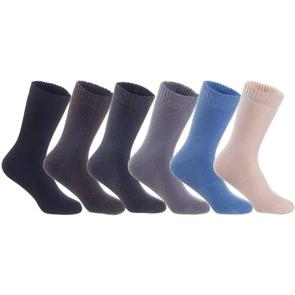 Lian LifeStyle Fantastic Children's 6 Pairs Wool Crew Socks Super Comfortable, Soft, and Durable LK0601 Size 6Y-8Y Assorted