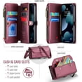 thumbnail image 2 of for iPhone 13 Pro Case, Crossbody Wallet Phone Case with RFID Blocking Kickstand, Anti-Drop Wireless Charging Card Slots, PU Leather Shoulder Bag Clutch Adjustable Strap, 2 of 9