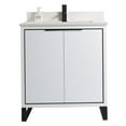 thumbnail image 3 of Fine Fixtures Opulence Collection 30 in. W x 18 in. D x 33 in. H Bathroom Vanity in White Matte with White Carrara Sintered Stone Sink - Black hardware, 3 of 8