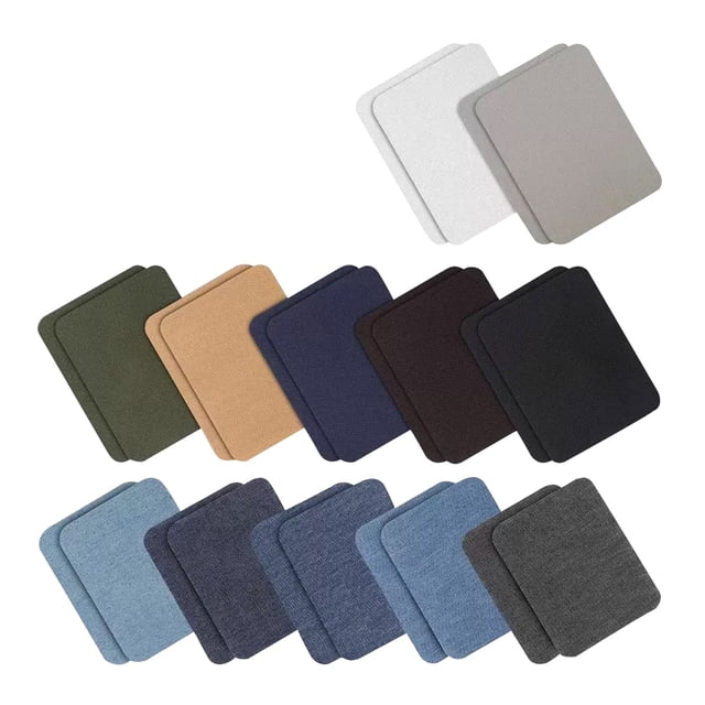 Kit de Réparation de Tissu 24 Pcs avec Adhésif Résistant à la Chaleur pour Vêtements et Textiles, Colle Thermofusible Incluse, Solution Durable de Décoration et de Renforcement Intérieur/extérieur