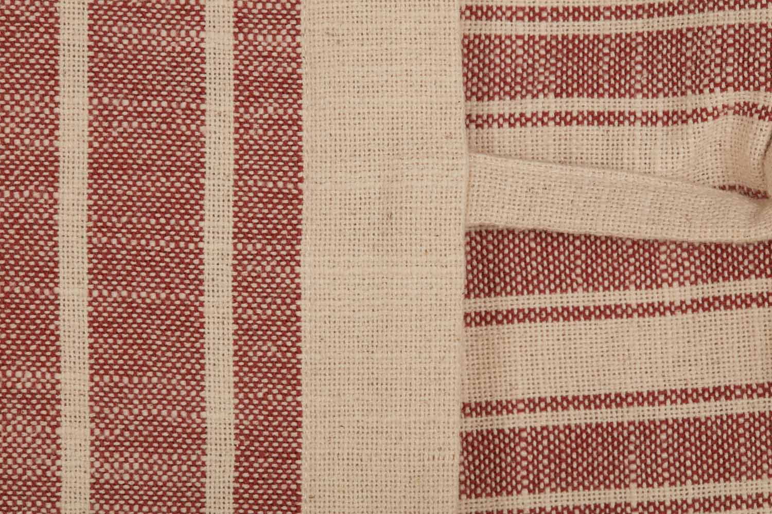 Piper Classics Market Place Red Ticking Stripe and Grain Sack Pillow Cover 15" x 25", Cotton