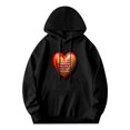 thumbnail image 1 of Men's Long Sleeve Hoodie Pullover Sweatshirt with Colorful Heart Graphic and Unique Text Design Front Pocket Casual Style, 1 of 7